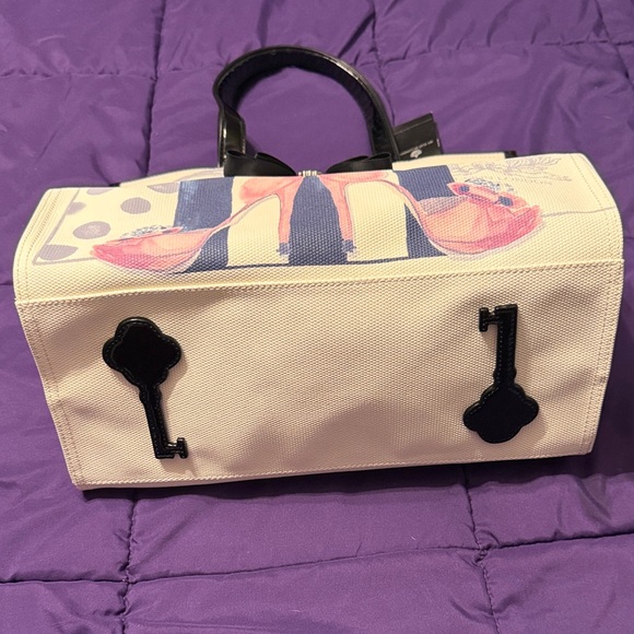 My Flat in London Cream and Black Tote with Pink Accents - Picture 2 of 9
